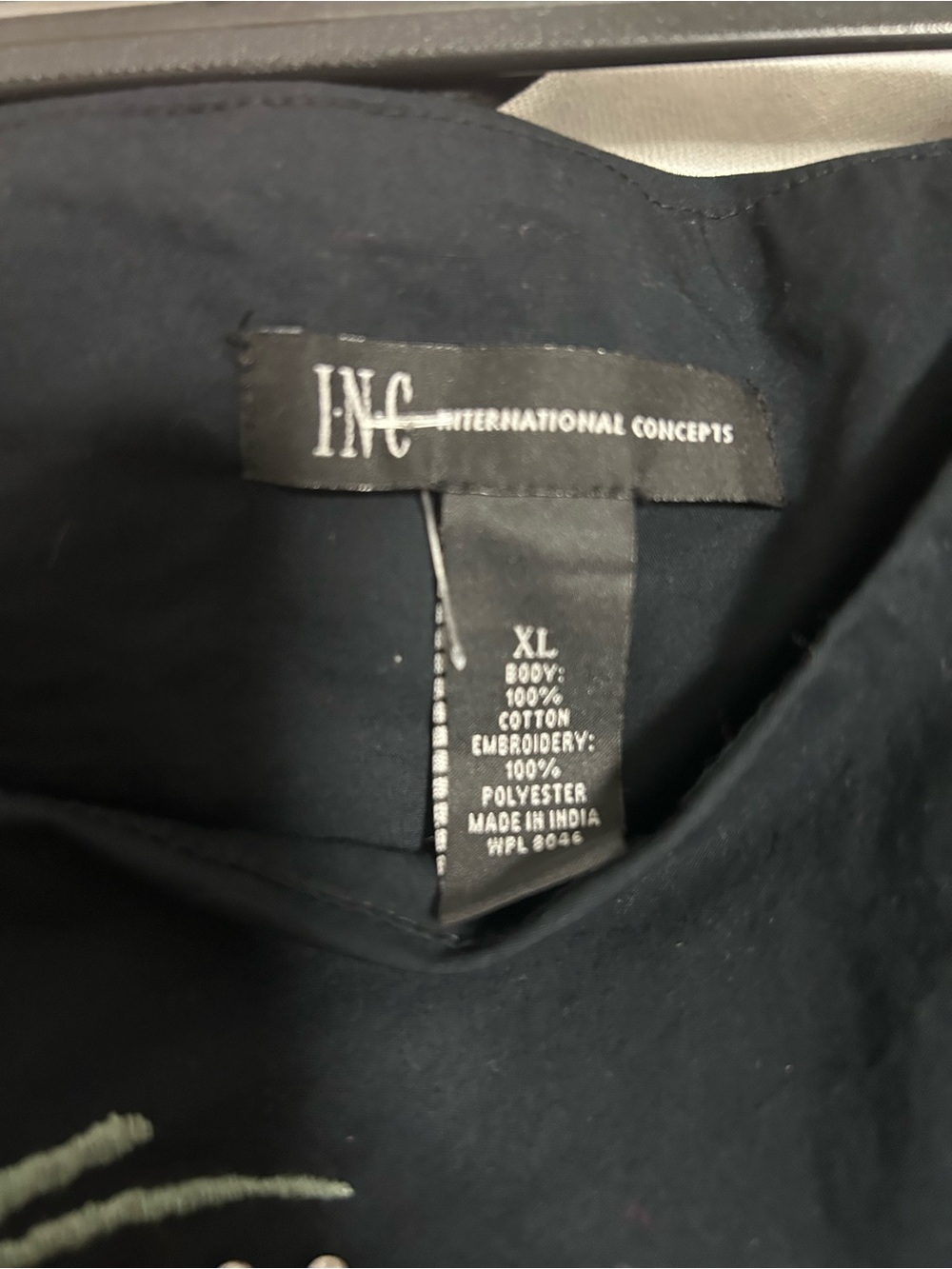 INC International Concepts Embroidered Cold Shoulder Bell Sleeve Blouse Black XL - Picture 2 of 6